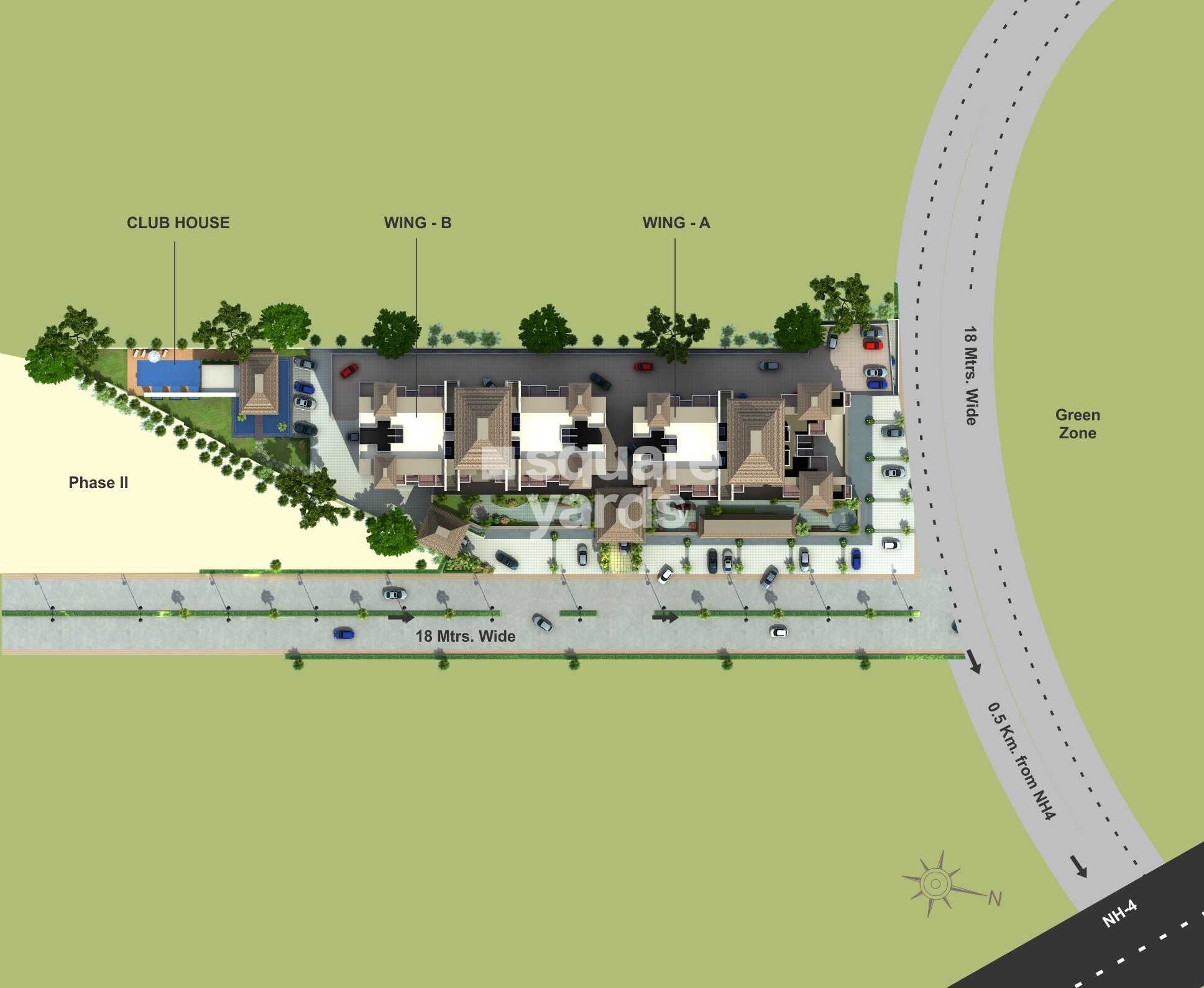 Silveroak-Shriyans-Apartment_an aerial view of a train on a train track