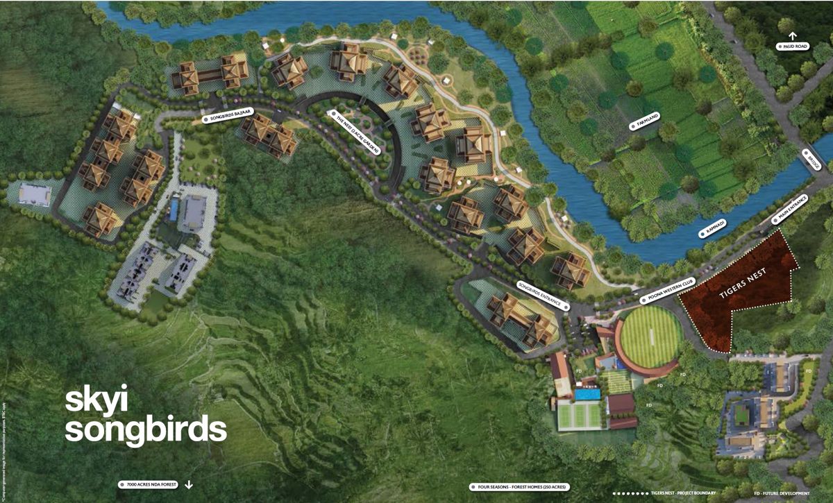 Skyi-Tigers-Nest_an aerial view of a field with a train on it