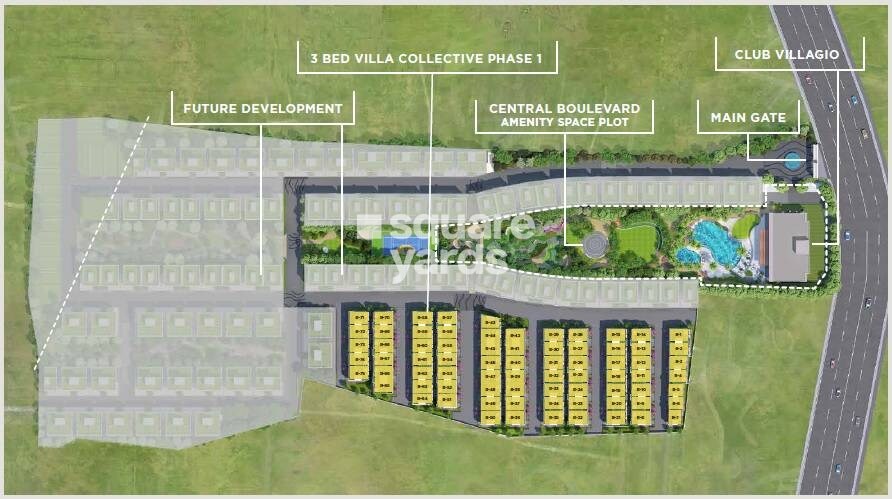 Supreme-Villagio_an aerial view of a highway with a train on it