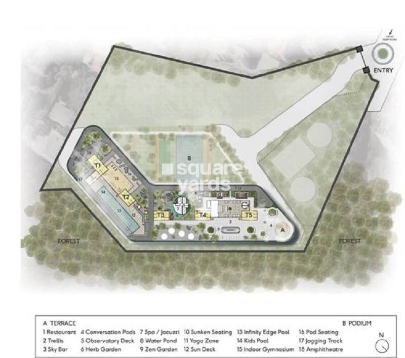 Tribeca-Yoo-One_an aerial view of a building with a clock on it