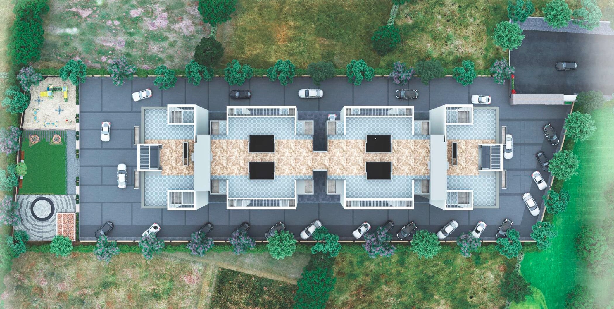 Vision-Indrabhumi_an aerial view of a city with a large building