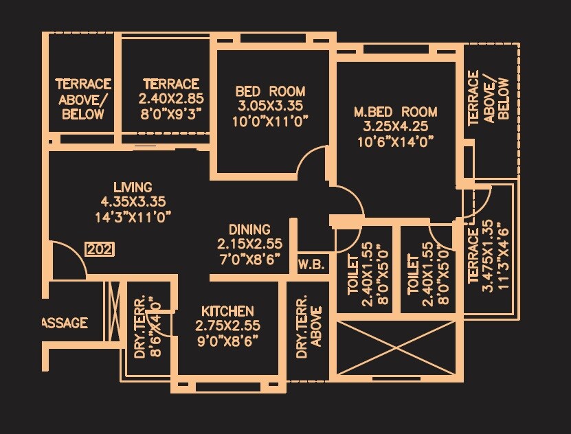 Floor plan of 2 BHK 650 Sq. Ft. Apartment in 108 Balaji Crystal, Pune