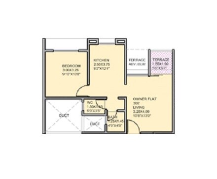 Floor plan of 1 BHK 238 Sq. Ft. Apartment in A V Bhat Ecstasia, Pune