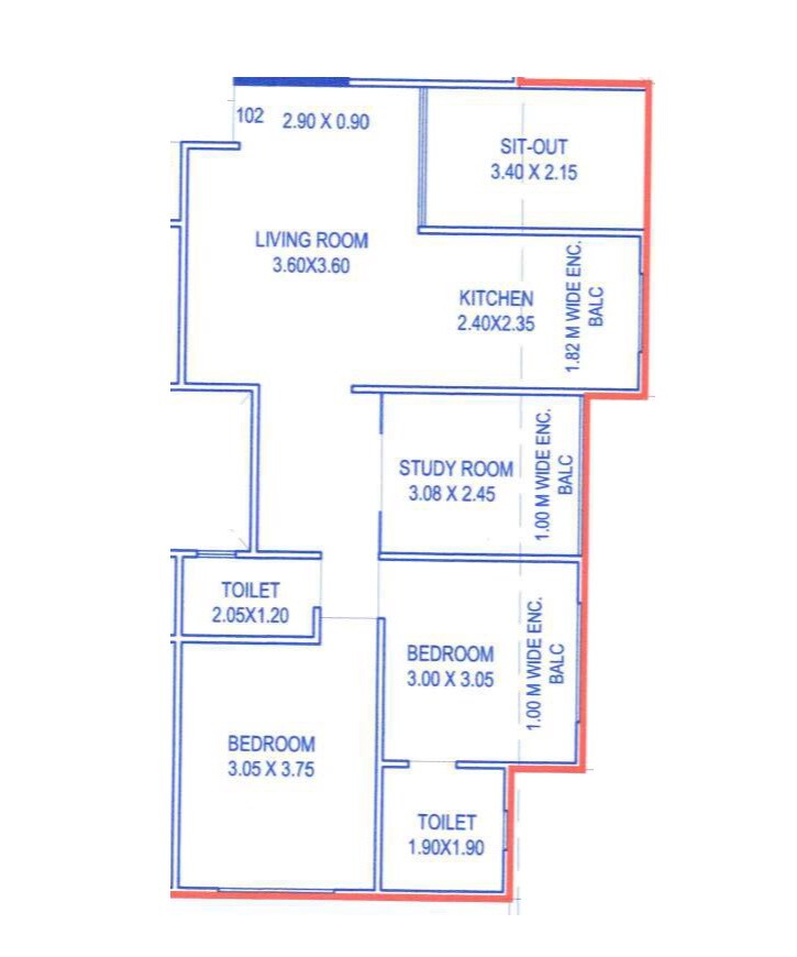 2 BHK 661 Sq. Ft. Apartment