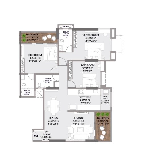 3 BHK 1242 Sq. Ft. Apartment