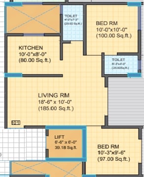 2 BHK 712 Sq. Ft. Apartment
