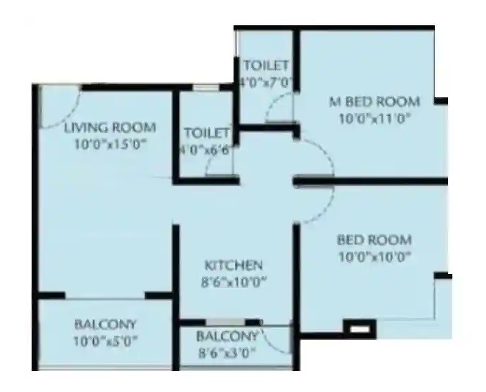 2 BHK 541 Sq. Ft. Apartment