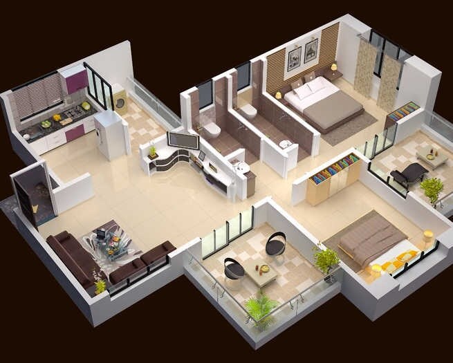 Floor plan of 2 BHK 783 Sq. Ft. Apartment in Aarya Residency Nanded, Pune