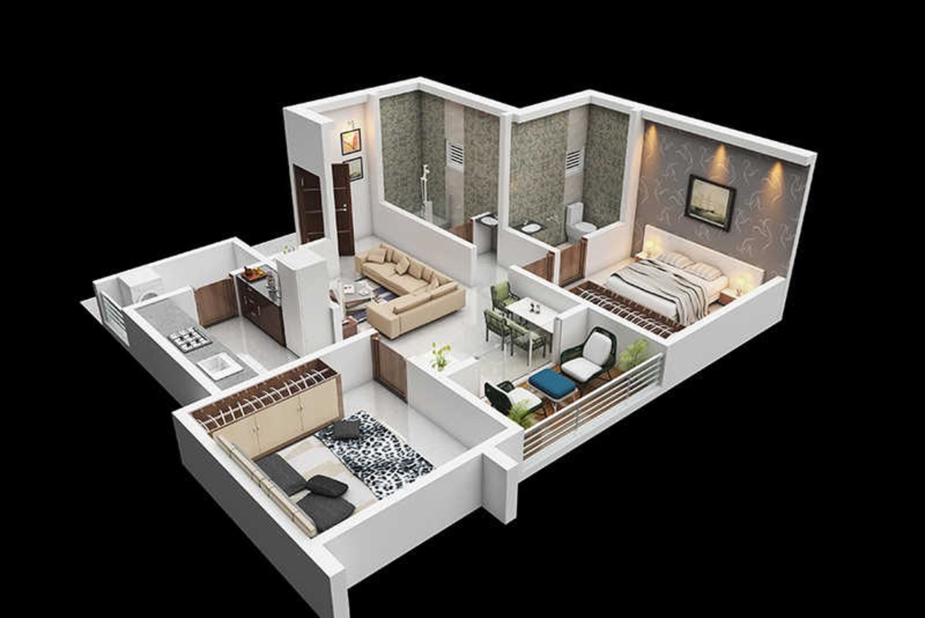 Floor plan of 2 BHK Apartment - 508 sq. ft. in AB Adhish Residency, Pune