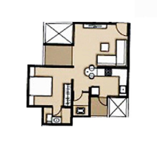 Floor plan of 1 BHK 486 Sq. Ft. Apartment in ABC Courtyard 15, Pune