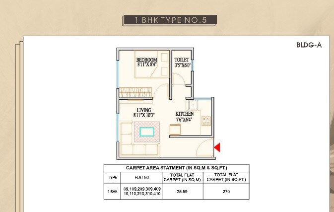 1 BHK 270 Sq. Ft. Apartment