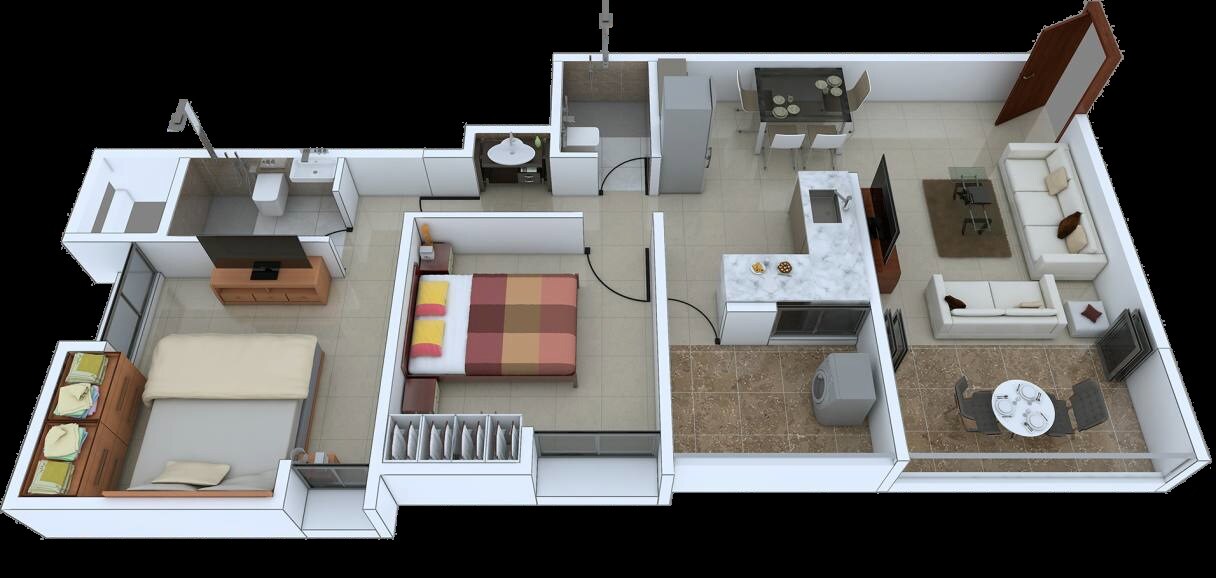 Floor plan of 2 BHK 813 Sq. Ft. Apartment in Abhilasha Hermes Paras 3, Pune