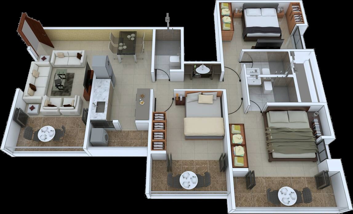 Floor plan of 2 BHK 831 Sq. Ft. Apartment in Abhilasha Hermes Paras 3, Pune