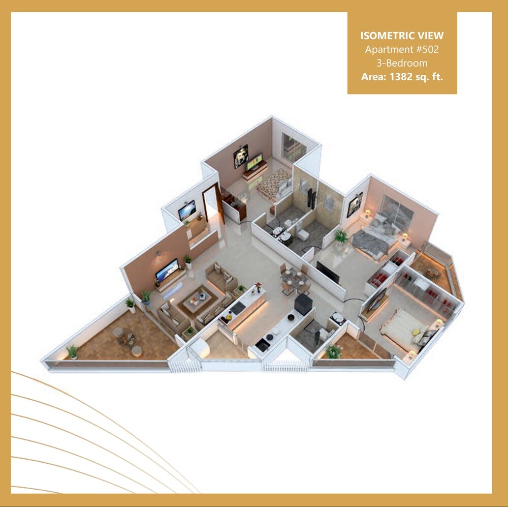 3 BHK 1382 Sq. Ft. Apartment