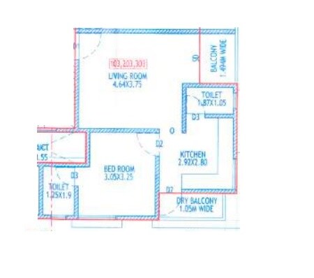 Floor plan of 1 BHK 536 Sq. Ft. Apartment in Abhilasha Sai Vatika, Pune