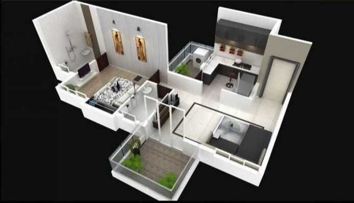 Floor plan of 1 BHK 370 Sq. Ft. Apartment in Abhiman Blithe Icon, Pune