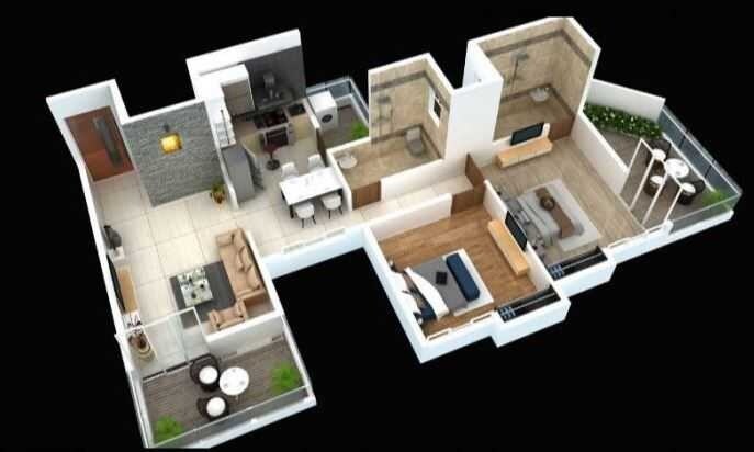 Floor plan of 2 BHK 540 Sq. Ft. Apartment in Abhiman Blithe Icon, Pune