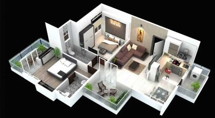 Floor plan of 2 BHK 778 Sq. Ft. Apartment in Abhiman Blithe Icon, Pune