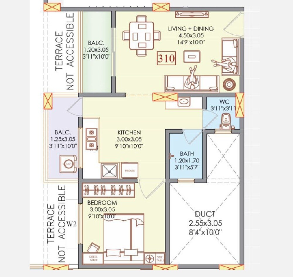 Floor plan of 1 BHK 503 Sq. Ft. Apartment in Abhishek Meadows, Pune
