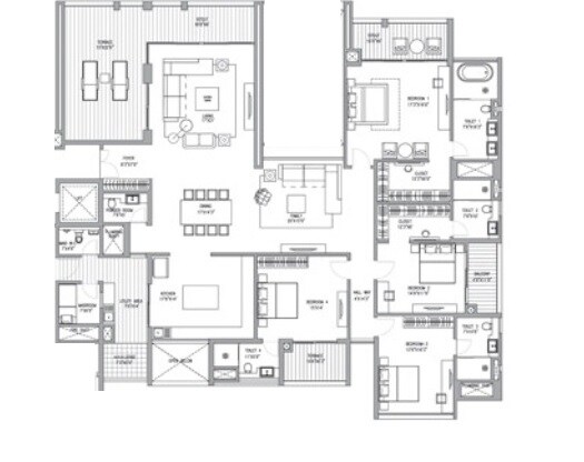 Floor plan of 4 BHK 2930 Sq. Ft. Apartment in ABIL Verde, Pune