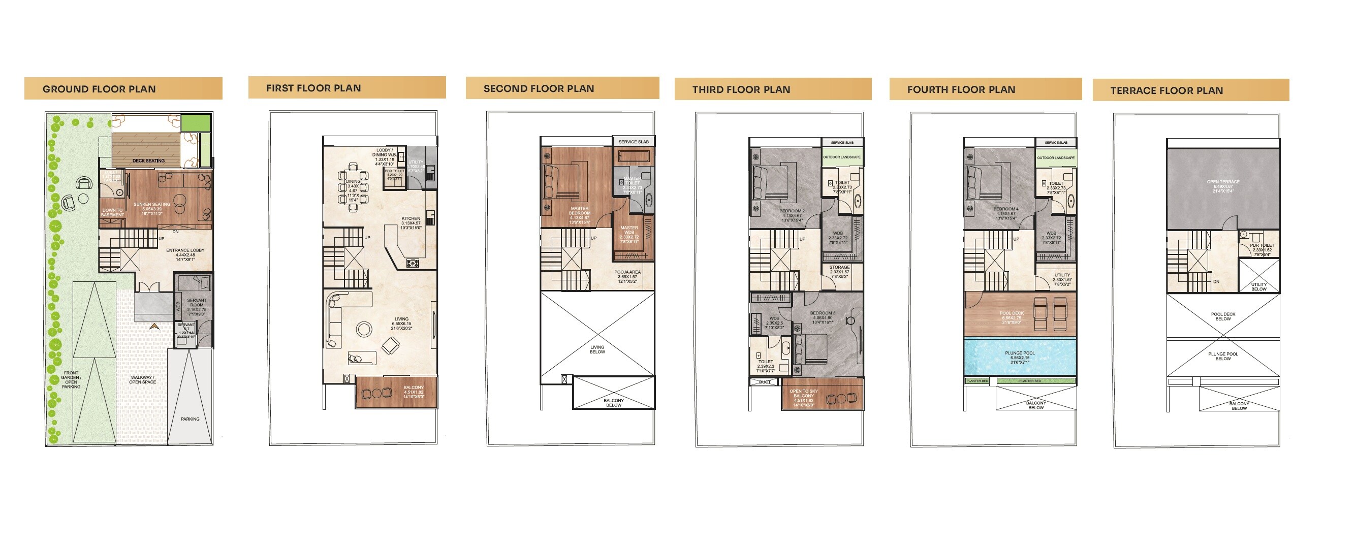 Floor plan of 4 BHK 5440 Sq. Ft. Villa in Ace Villas, Pune