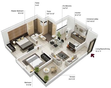  2 BHK Apartment at Achalare Citrine, Marunji – for Rent