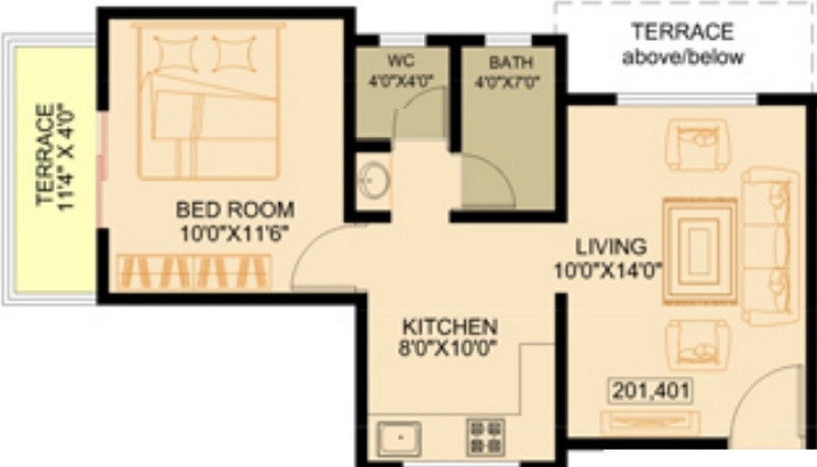 1 BHK 558 Sq. Ft. Apartment