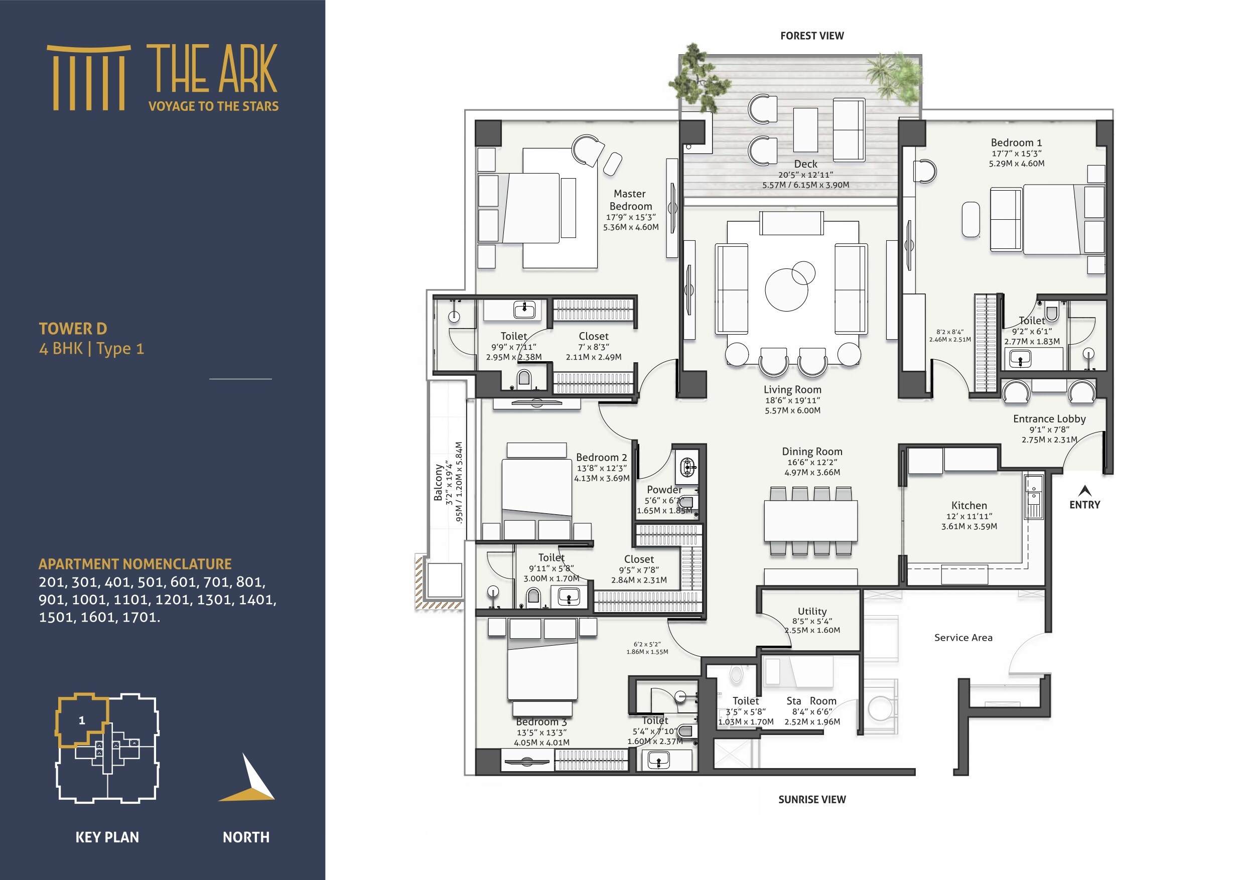Floor plan of 4 BHK 2600 Sq. Ft. Apartment in Acropolis Purple Voyage To The Stars, Pune