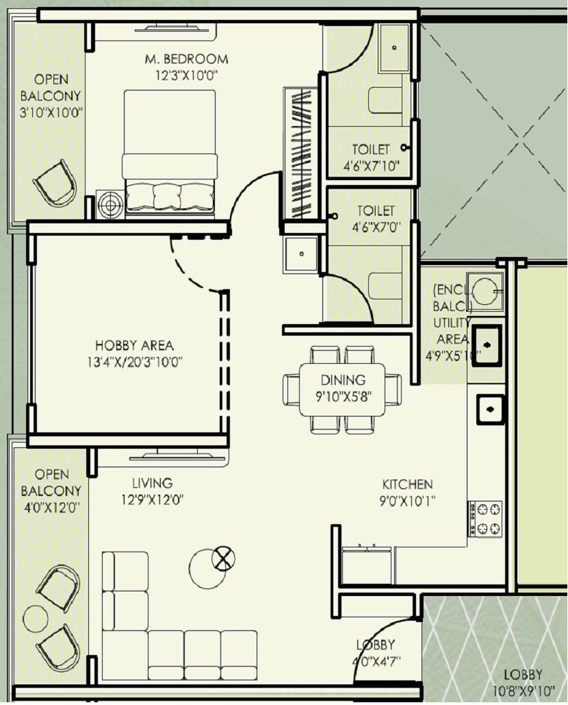 2 BHK 763 Sq. Ft. Apartment