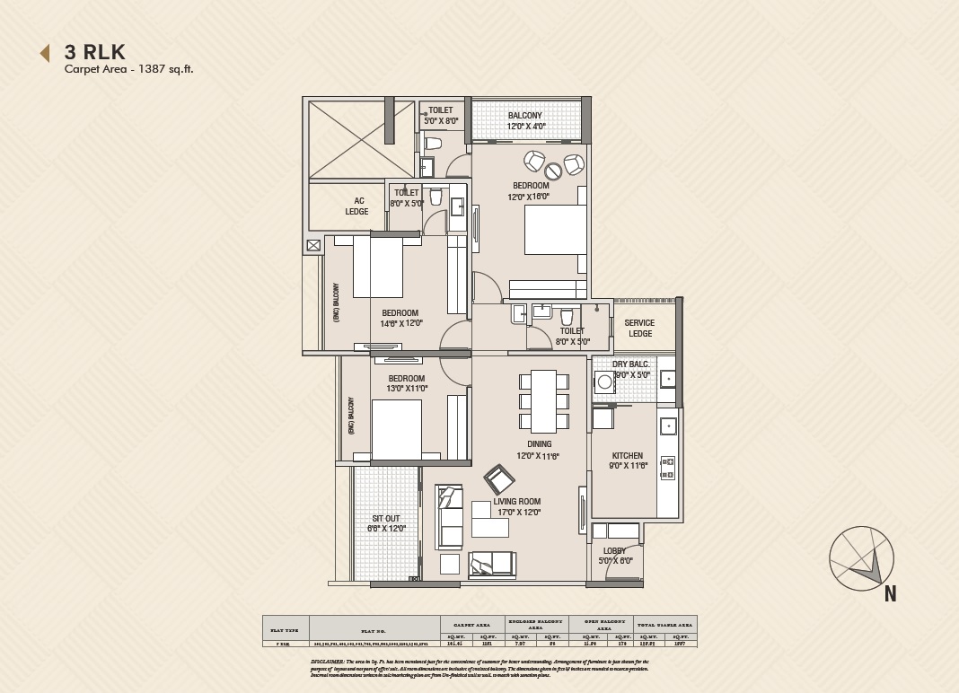 3 BHK 1387 Sq. Ft. Apartment in Adi Elements