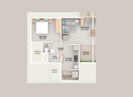 Floor plan of 1 BHK 465 Sq. Ft. Apartment in Adi W 57, Pune