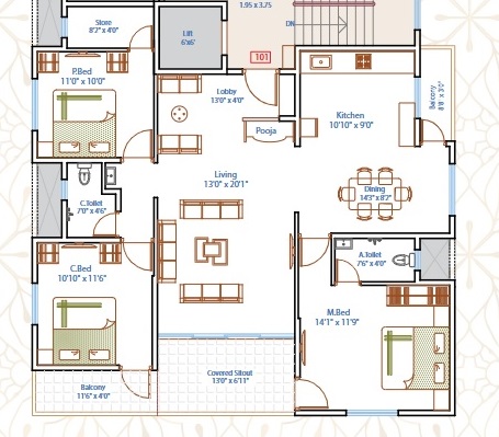 3 BHK 965 Sq. Ft. Apartment in Adimaya Gravitas Residency