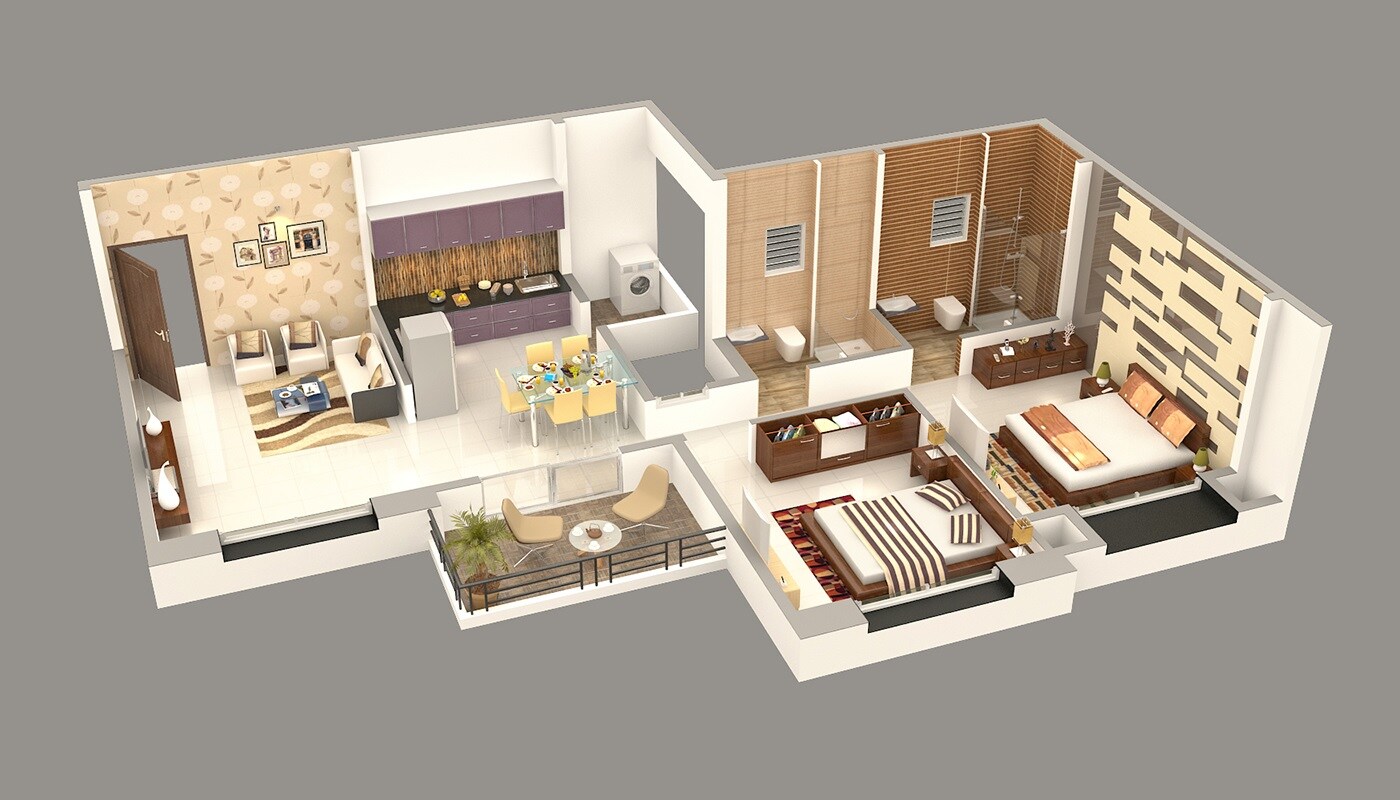 Floor plan of 2 BHK 540 Sq. Ft. Apartment in Aditya Garden City, Pune