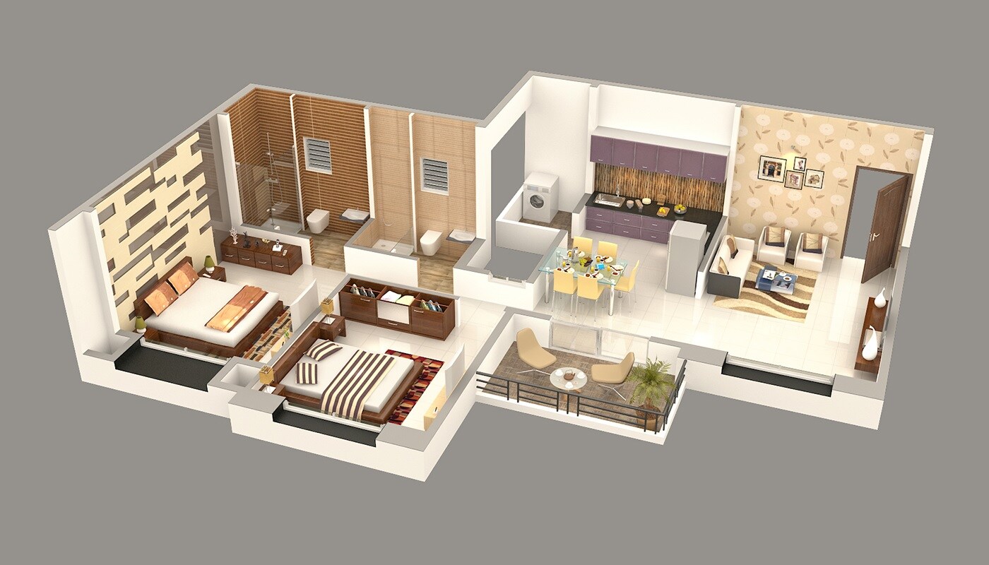 Floor plan of 2 BHK 622 Sq. Ft. Apartment in Aditya Garden City, Pune