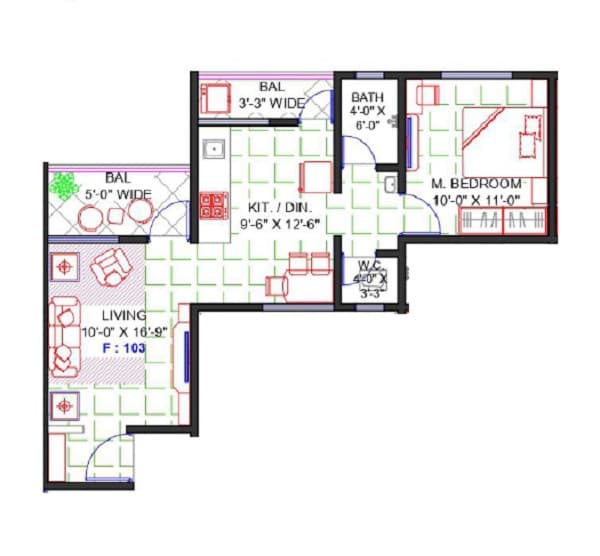 1 BHK 541 Sq. Ft. Apartment