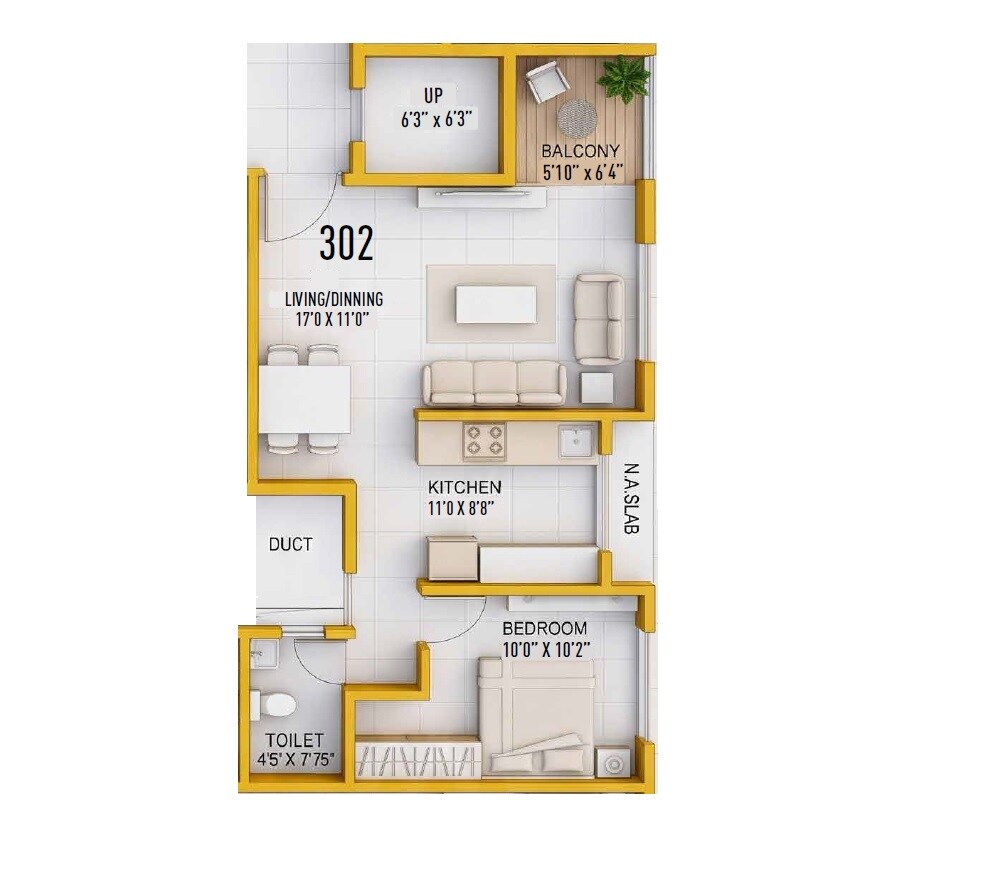1 BHK 486 Sq. Ft. Apartment