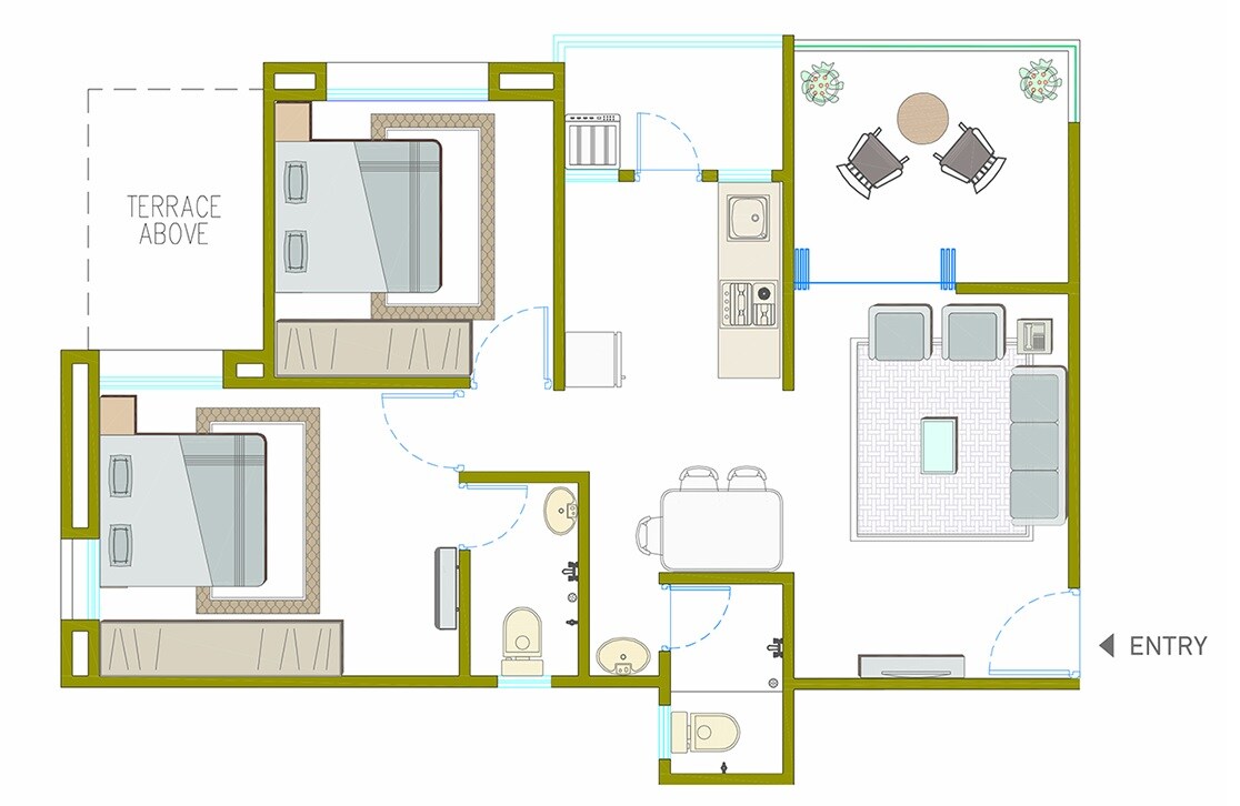 2 BHK 495 Sq. Ft. Apartment