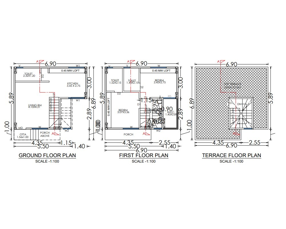 Floor plan of 2 BHK 723 Sq. Ft. Villa in Advika Sunbliss Villa, Pune