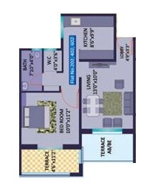 Floor plan of 1 BHK 425 Sq. Ft. Apartment in Aishwarya Laxmi, Pune