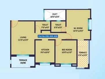 Floor plan of 2 BHK 555 Sq. Ft. Apartment in Aishwarya Laxmi, Pune