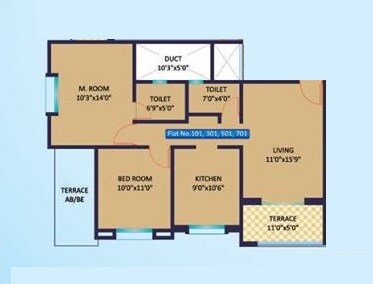 Floor plan of 2 BHK 570 Sq. Ft. Apartment in Aishwarya Laxmi, Pune