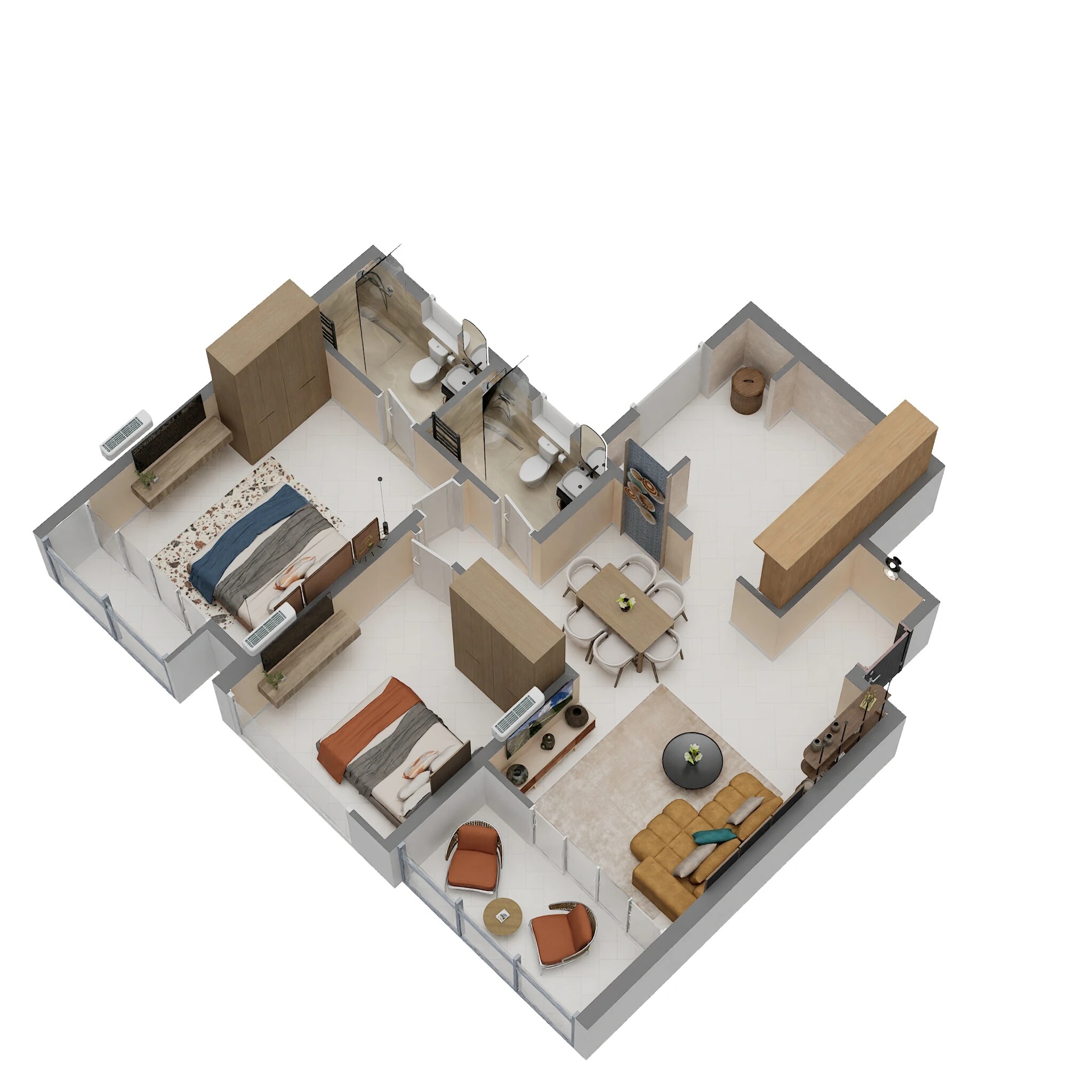 Floor plan of 2 BHK 798 Sq. Ft. Apartment in Aishwaryam F Premium, Pune