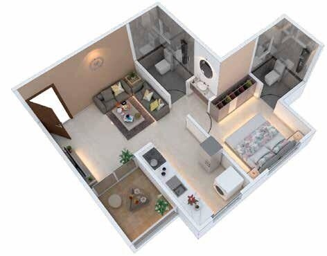 Floor plan of 1 BHK 400 Sq. Ft. Apartment in Aishwaryam Gaurav, Pune