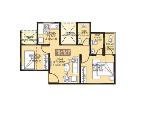 Floor plan of 2 BHK 450 Sq. Ft. Apartment in Aishwaryam Hamara, Pune