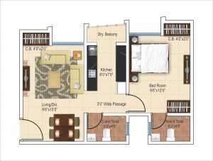 1 BHK 430 Sq. Ft. Apartment in Ajmera Heritage City Phase I