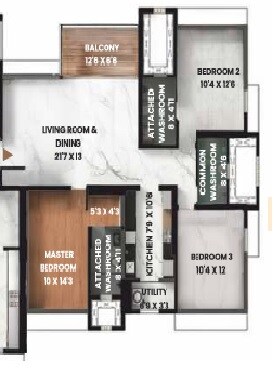 3 BHK 1111 Sq. Ft. Apartment