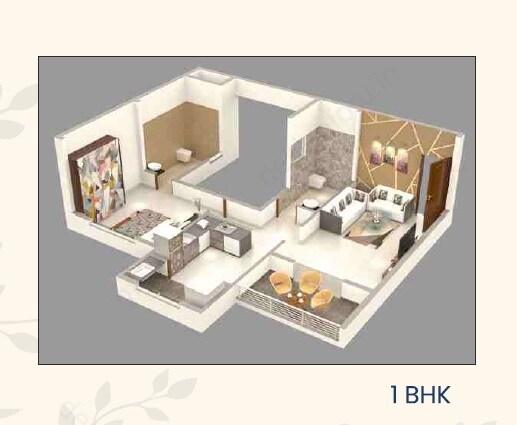 Floor plan of 1 BHK 533 Sq. Ft. Apartment in AK Royal View, Pune