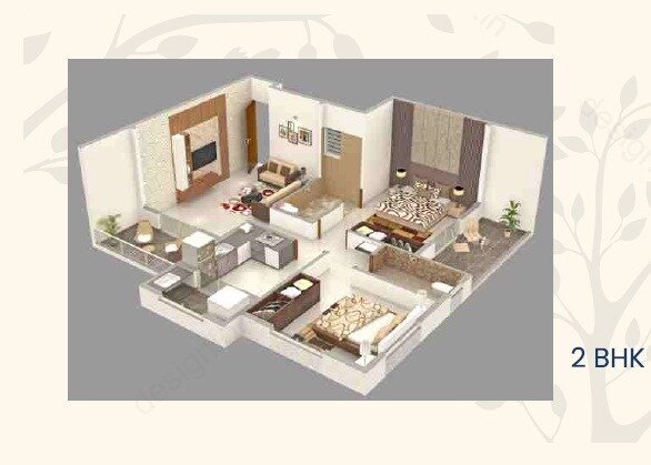 Floor plan of 2 BHK 739 Sq. Ft. Apartment in AK Royal View, Pune