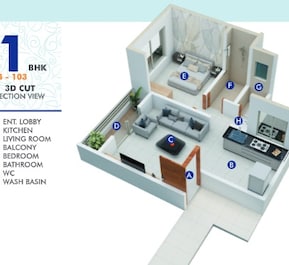 1 BHK 414 Sq. Ft. Apartment in AK Sky One