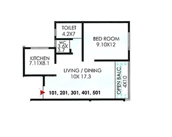1 BHK 469 Sq. Ft. Apartment